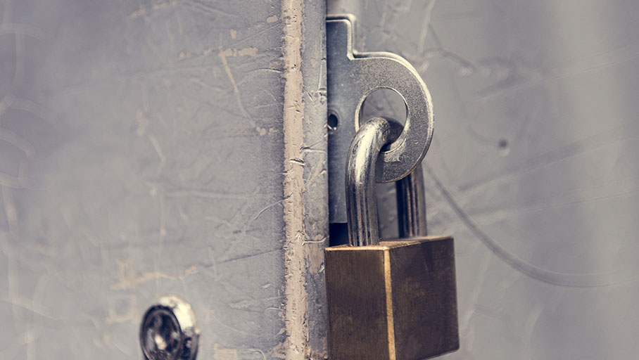 Clouse up of a locked padlock