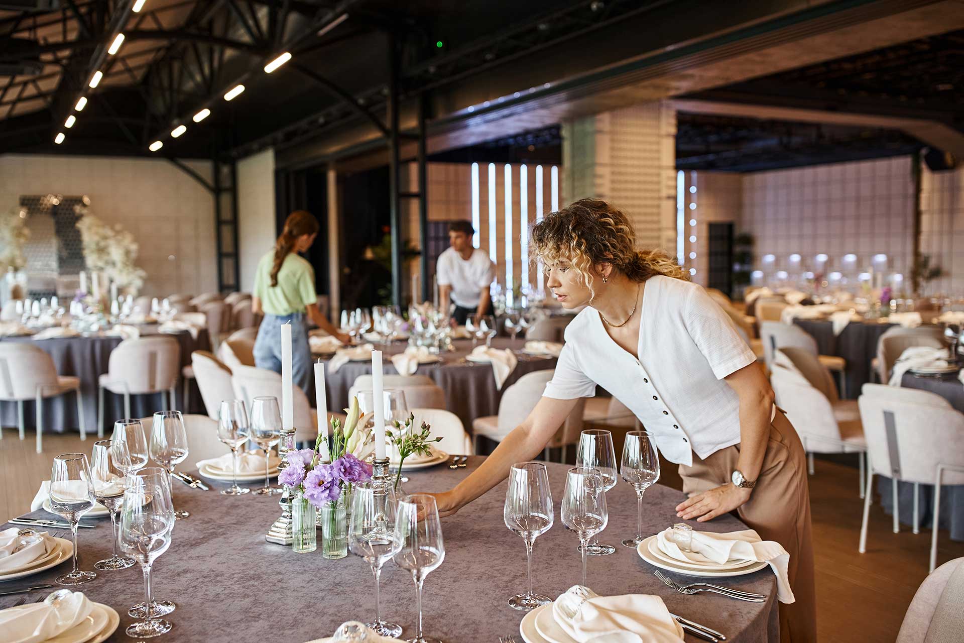 Event’s team setting up a venue for a wedding event