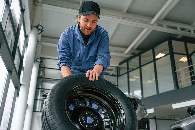 Tire installation process, preparation stage.