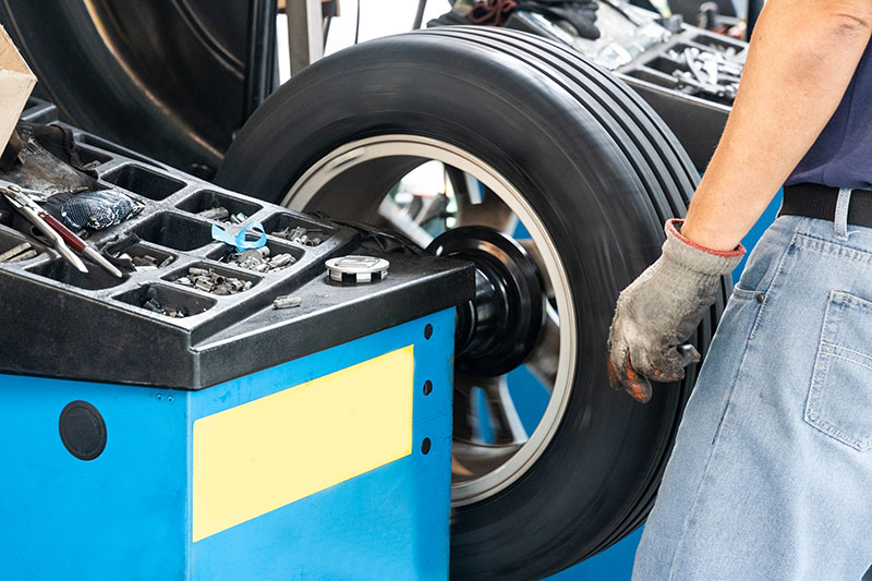 Balancing equipment used for reliable tire installation.
