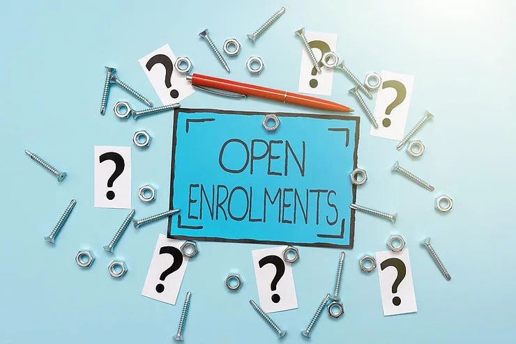 “Open Enrolments” sign.
